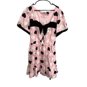 Disney Marie Pink Dress Heart Pattern And Bow Accents Size 4 Kidcore Aristocats